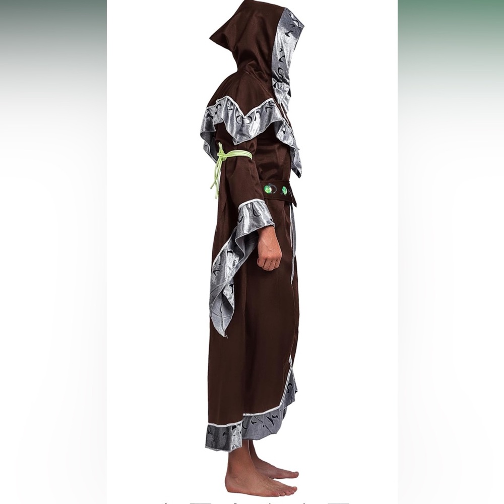 NWT Spooktacular Wizard Costume Adult Men, Medieval CostumE W/Hooded Cloak, Sz M - Picture 3 of 6